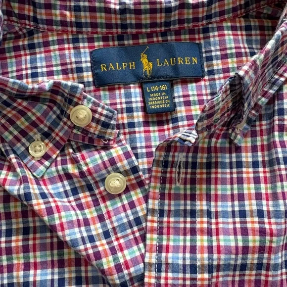 Ralph Lauren Multi Color Button Down L (14-16) - Picture 3 of 5